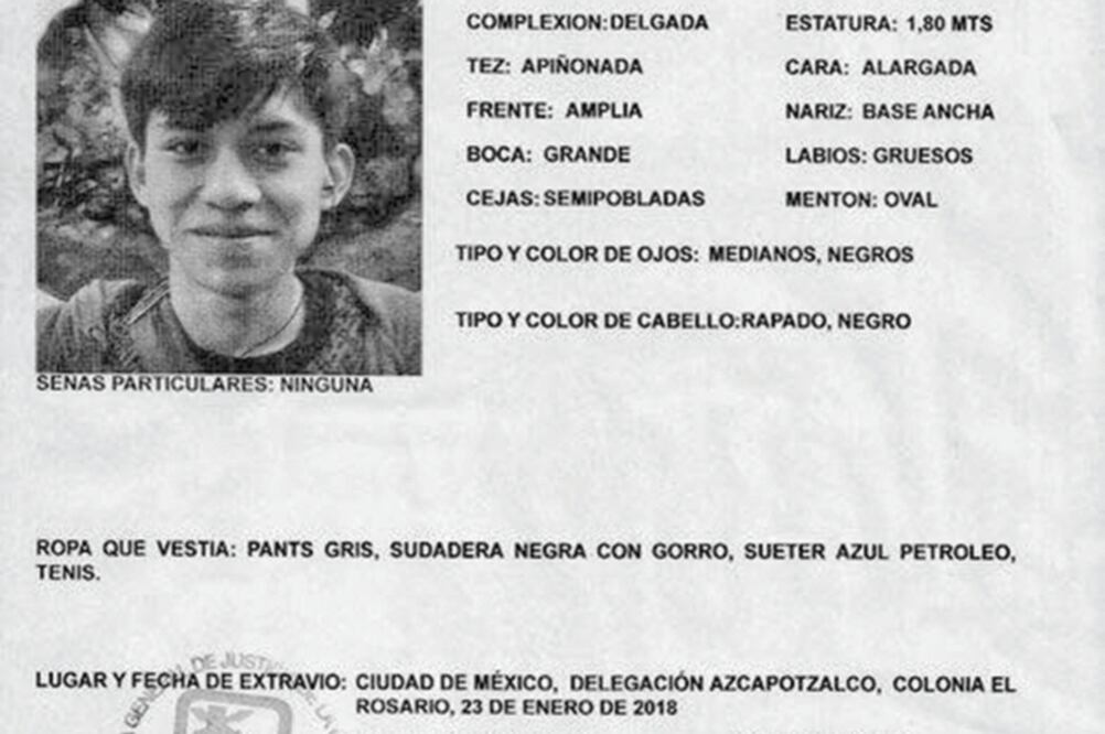 El joven desapareció el 23 de enero tras ser arrestado por policías en la zona del Metrobús El Rosario, de la Línea 6. (ESPECIAL)