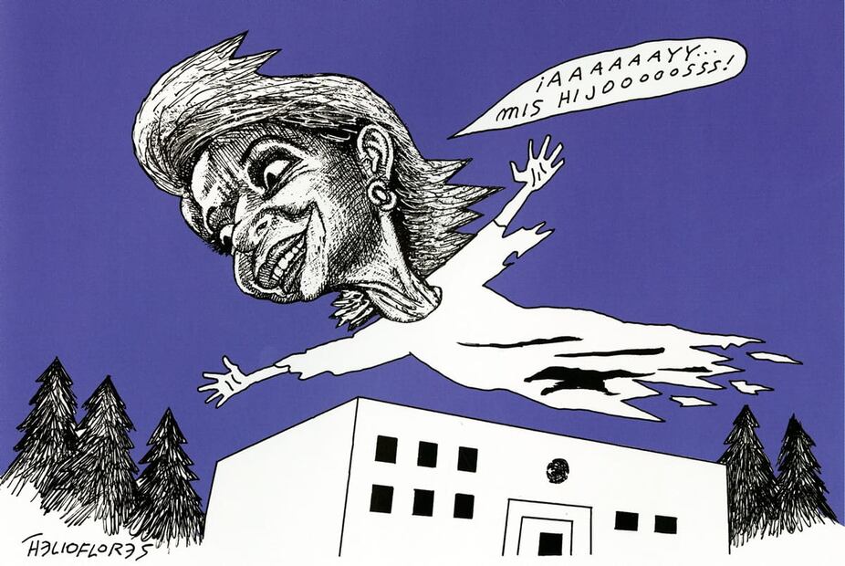 Caricatura “Amor de madre”, publicada en 2005. Foto: Helioflores/50 años de cartones, crítica y humor.