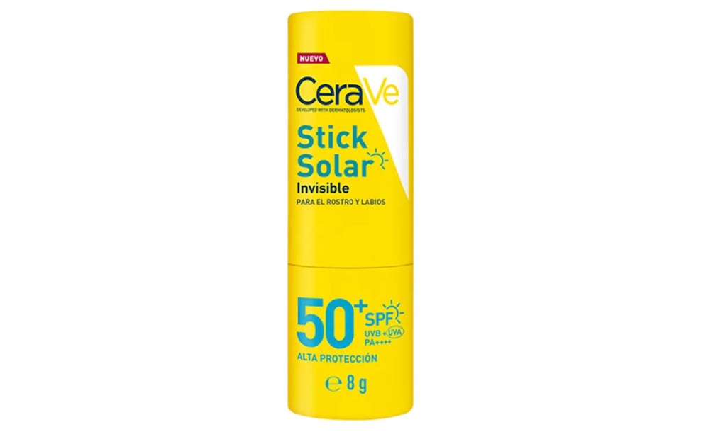 Protector solar en barra desarrollado con dermatólogos, para rostro, labios y áreas sensibles. Foto: Cerave