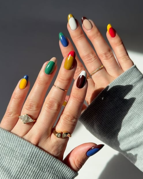 Color block, la tendencia en uñas del momento. Foto: Instagram @thatglosssauce