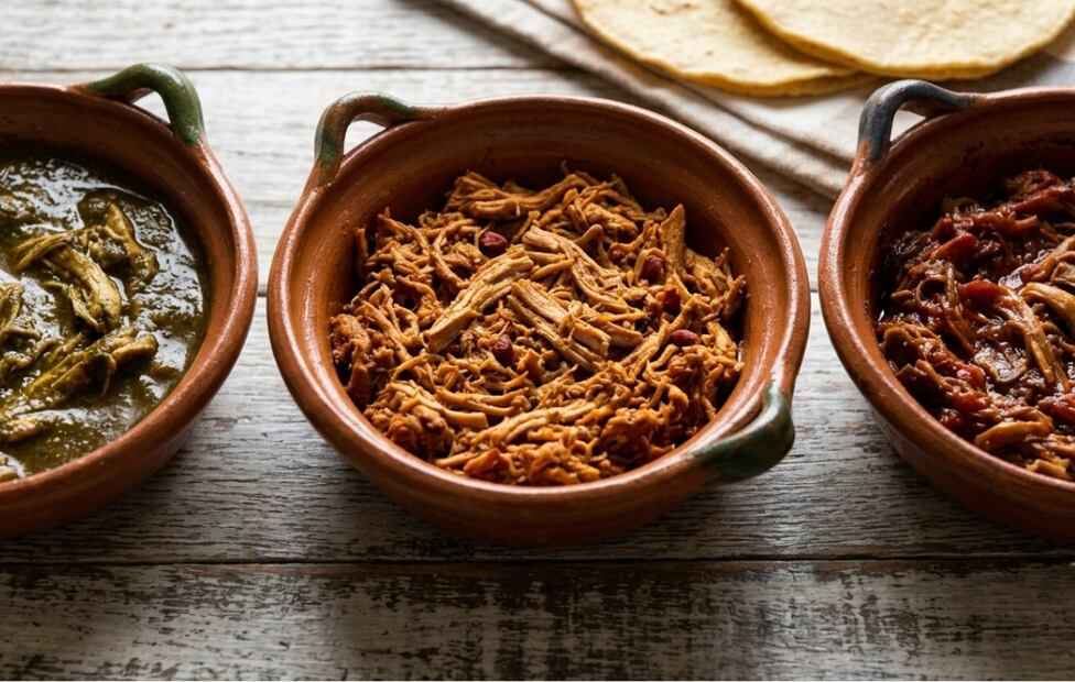 Para utilizar mole verde, cochinita o setas, la clave es reducir el guisado hasta que quede espeso y sin caldo sobrante. Foto: generada con IA.