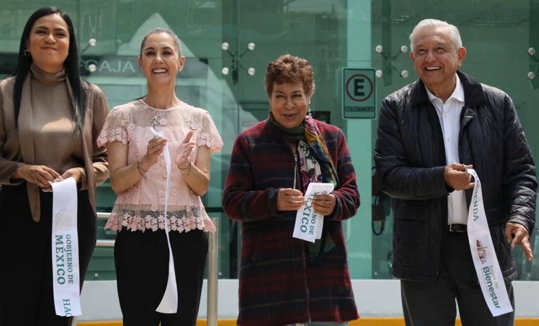 Claudia Sheinbaum Pardo participó en la inauguración de una sucursal del Banco del Bienestar en Tláhuac. Foto: Twitter @Claudiashein
