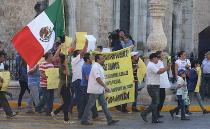 Protestan taxistas en Yucatán; piden salida de Uber