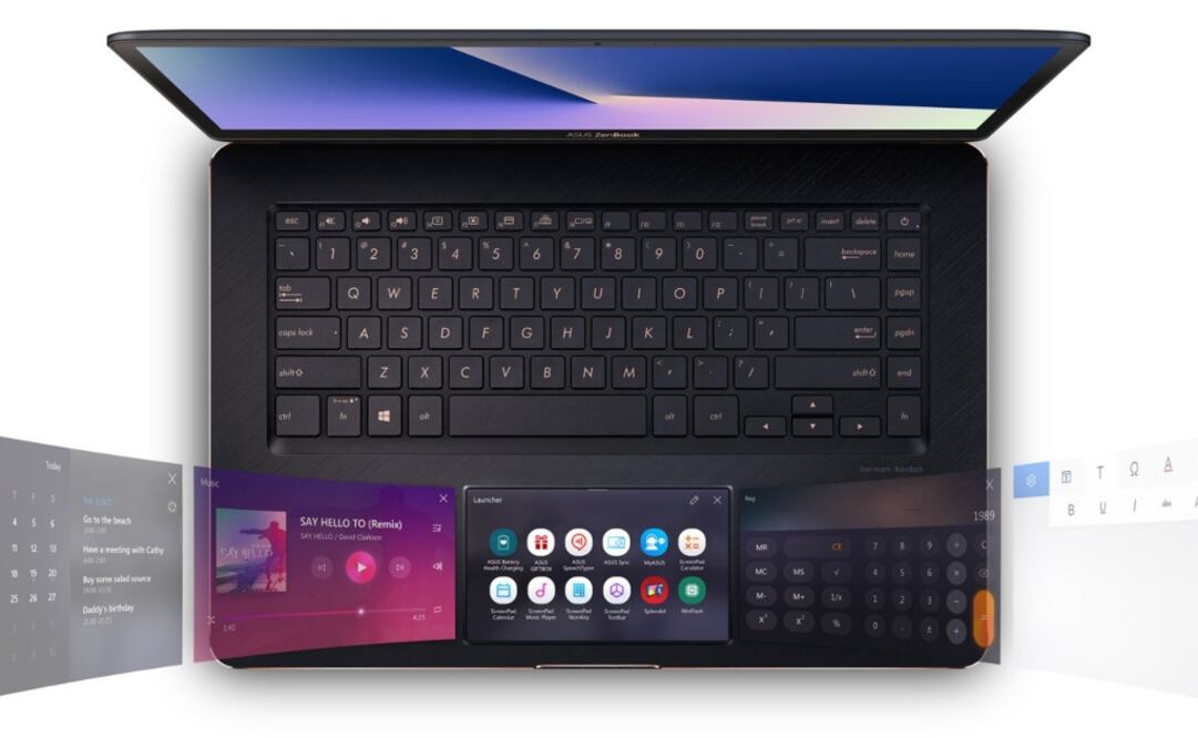 Lo que separa a esta laptop de otros modelos es su segunda pantalla llamada ScreenPad, ubicada en donde normalmente se encuentra el touchpad