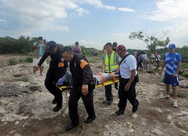 Por una "selfie", mujer resbala y se fractura pierna en Cascada de Juan Capitán en Ciudad Victoria