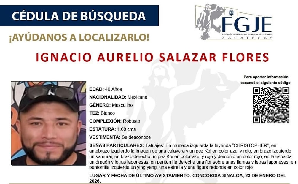 Foto: Fiscalía General de Justicia de Zacatecas