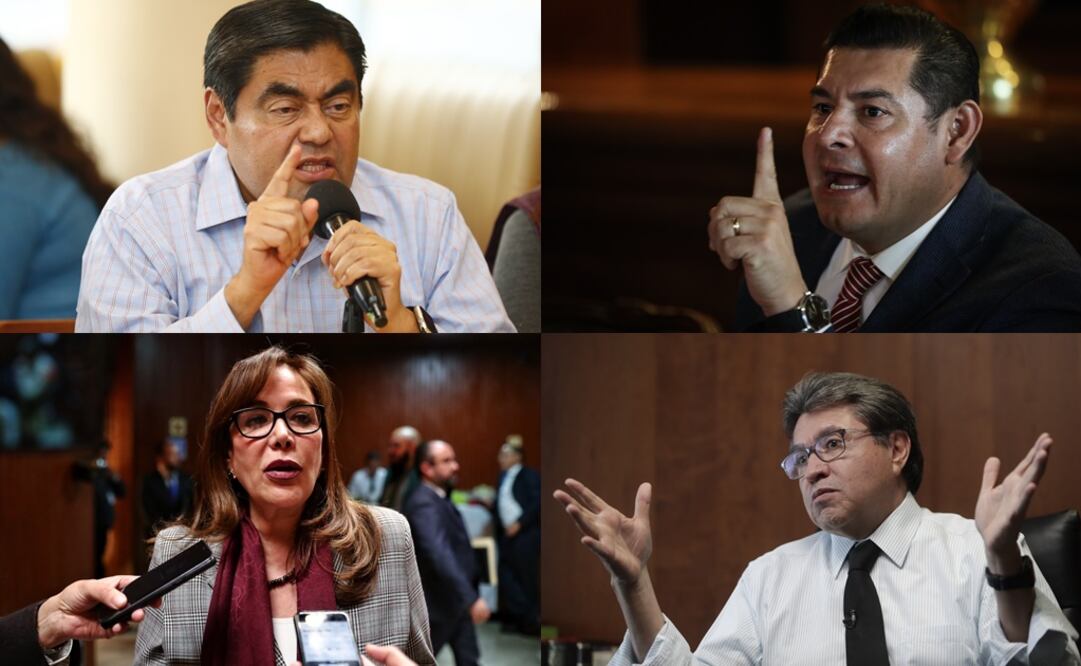 Miguel Barbosa, candidato a la gubernatura de Puebla; Alejandro Armenta, senador de Morena; presidenta de Morena, Yeidckol Polevnsky y Ricardo Monreal, coordinador de los senadores morenistas (FOTOS: ARCHIVO. EL UNIVERSAL)