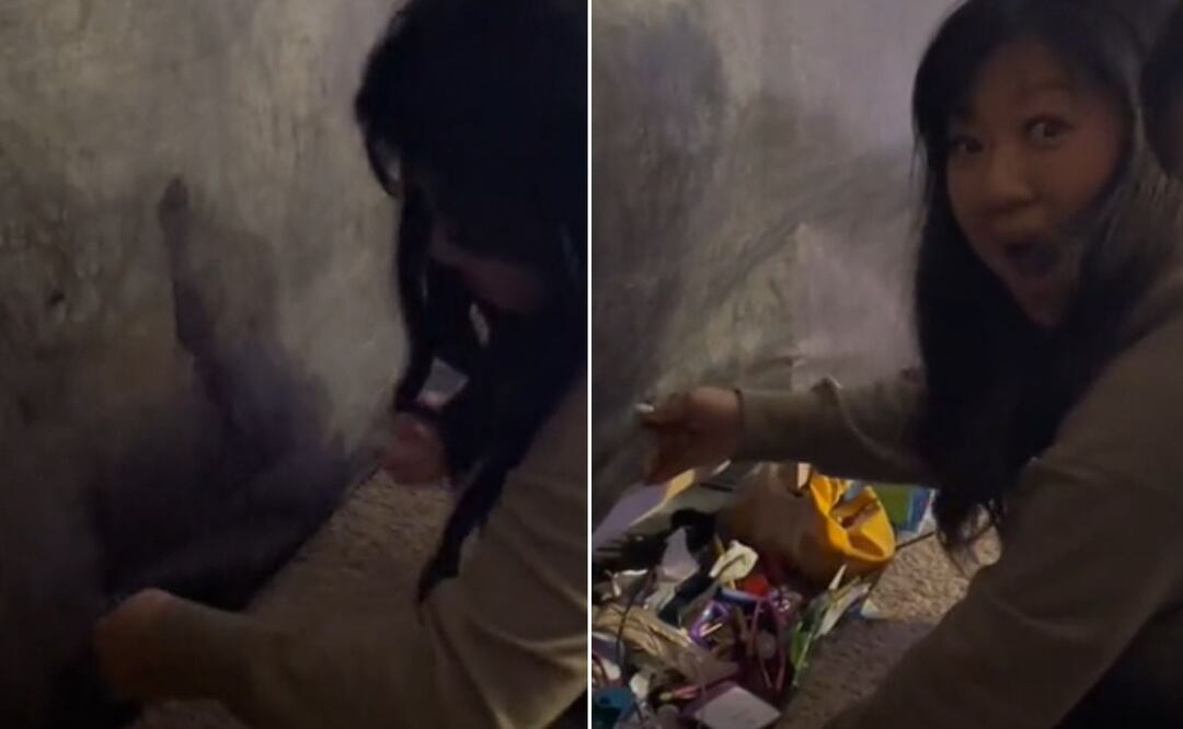 Casi muere buscando el control remoto en su sofá. Foto: TikTok @kacieandco