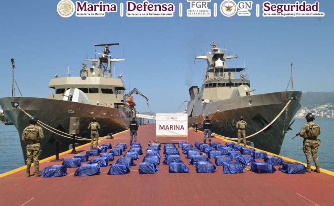 Marina asegura 1.6 toneladas de cocaína en costas de Guerrero; suman 48 toneladas aseguradas en la presente administración. Foto: Especial