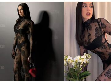 Dua Lipa deslumbra con enterizo transparente de encaje