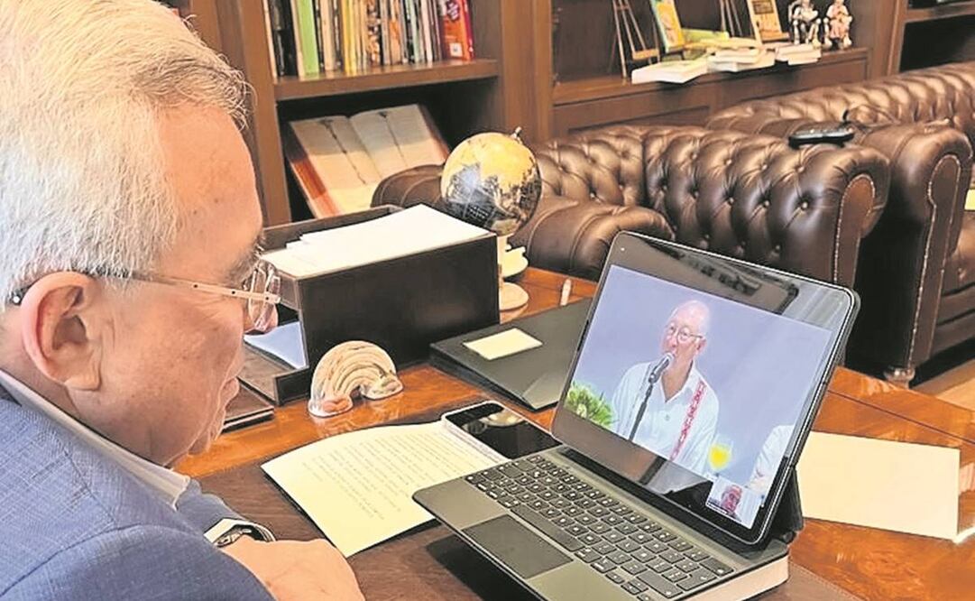 El gobernador de Sinaloa, Rubén Rocha Moya, estuvo presente en la reunión de manera virtual. Foto: Especial