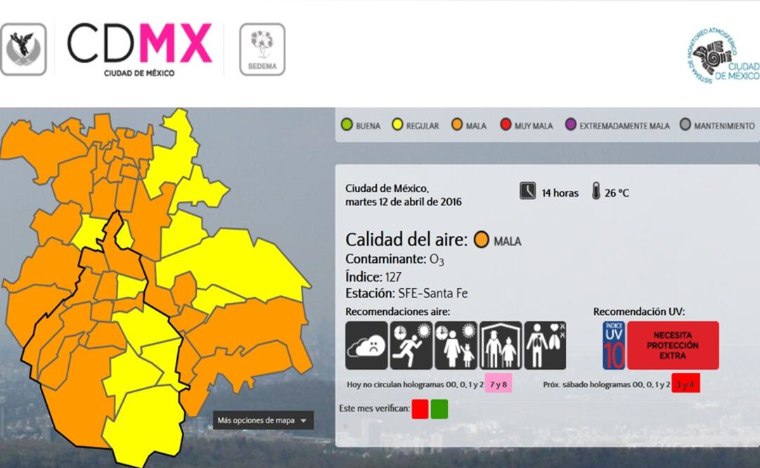 Reportan 127 puntos de ozono en zona suroeste