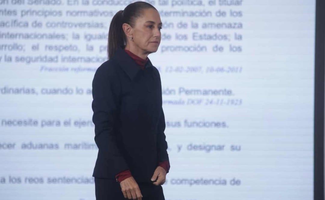 La presidenta Claudia Sheinbaum durante la mañanera del 6 de enero del 2026. Foto: Carlos Mejía / EL UNIVERSAL