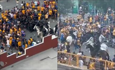 VIDEO: La barra brava de Tigres golpeó a policías y sus caballos