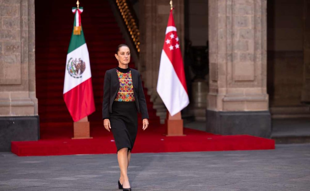 La presidenta Claudia Sheinbaum durante su encuentro con el presidente de Singapur, Tharman Shanmugaratnam, el 1 de diciembre. Foto: Presidencia