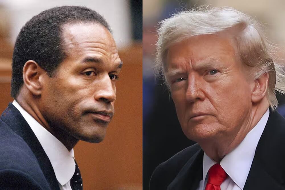 La exestrella del futbol americano O.J. Simpson y el expresidente estadounidense Donald Trump. FOTO: ESPECIAL