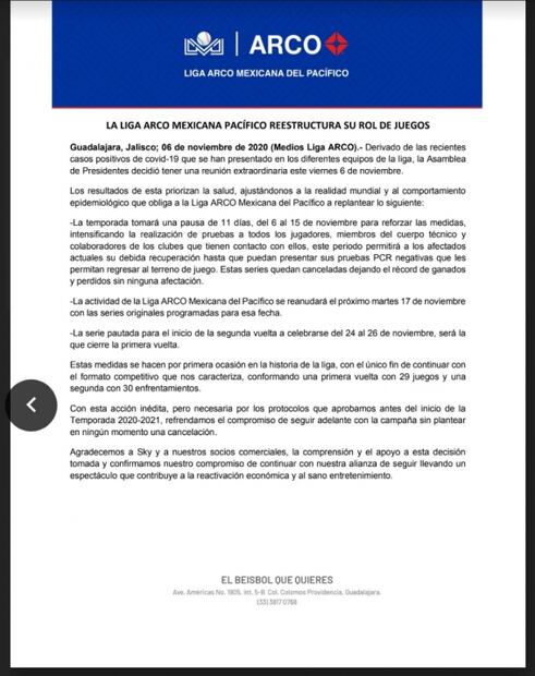 Liga Mexicana del Pacífico se suspende por Covid-19