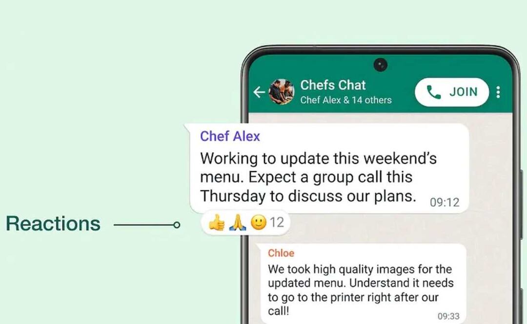 Las reacciones llegaron en mayo a WhatsApp. Imagen: WhatsApp