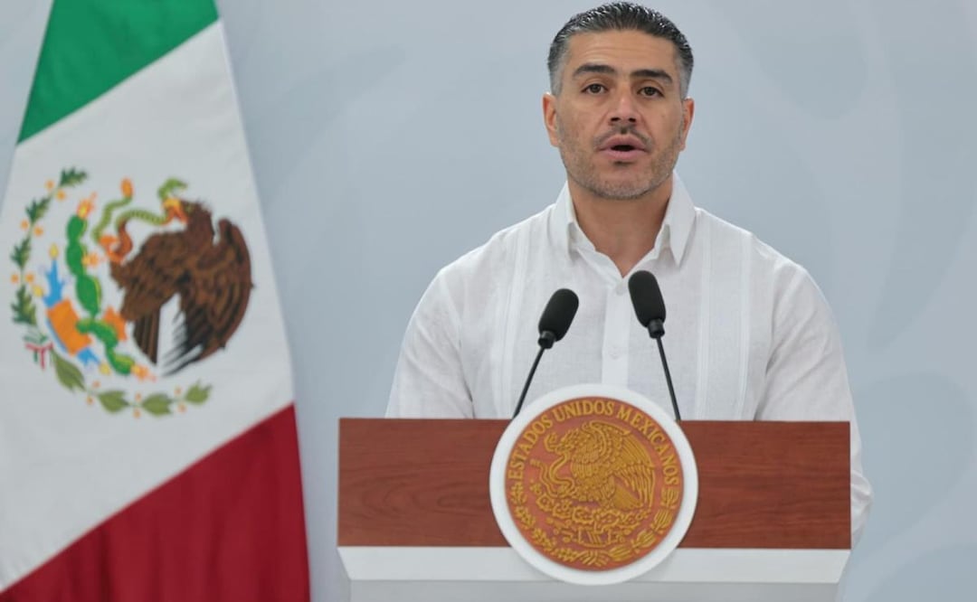 Omar García Harfuch, secretario de Seguridad y Protección Ciudadana durante la conferencia de prensa de la presidenta Claudia Sheinbaum en Quintana Roo (20/03/2026). Foto: Presidencia