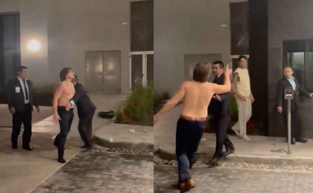 Un inquilino en estado de ebriedad fue exhibido peleando con un vecino en un exclusivo complejo de departamentos de Nuevo León. / Foto: Captura de video.