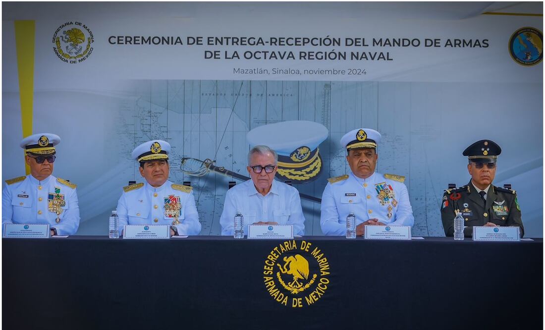 José Daniel Reséndiz asume el cargo como nuevo jefe Naval en Mazatlán, Sinaloa (16/11/2024). Foto: Especial