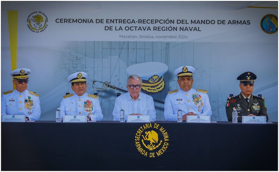 José Daniel Reséndiz asume el cargo como nuevo jefe Naval en Mazatlán, Sinaloa (16/11/2024). Foto: Especial