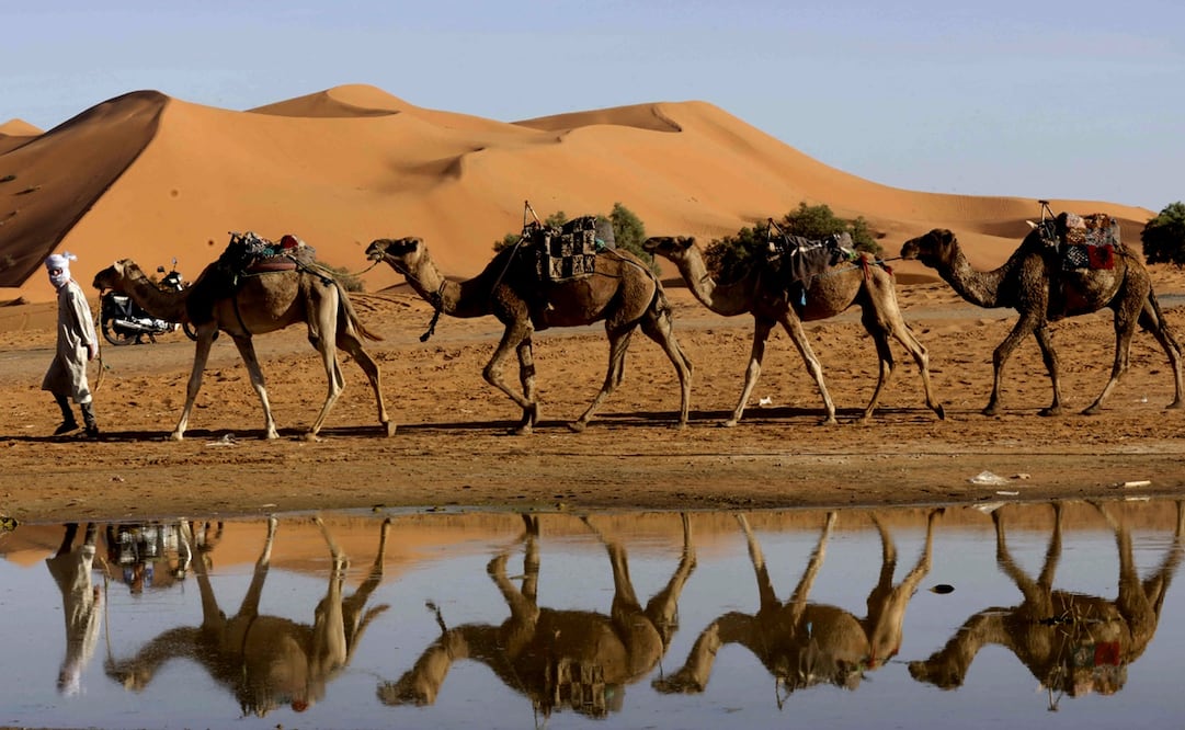 Inundaciones en el desierto del Sahara, Marruecos. Foto: AFP