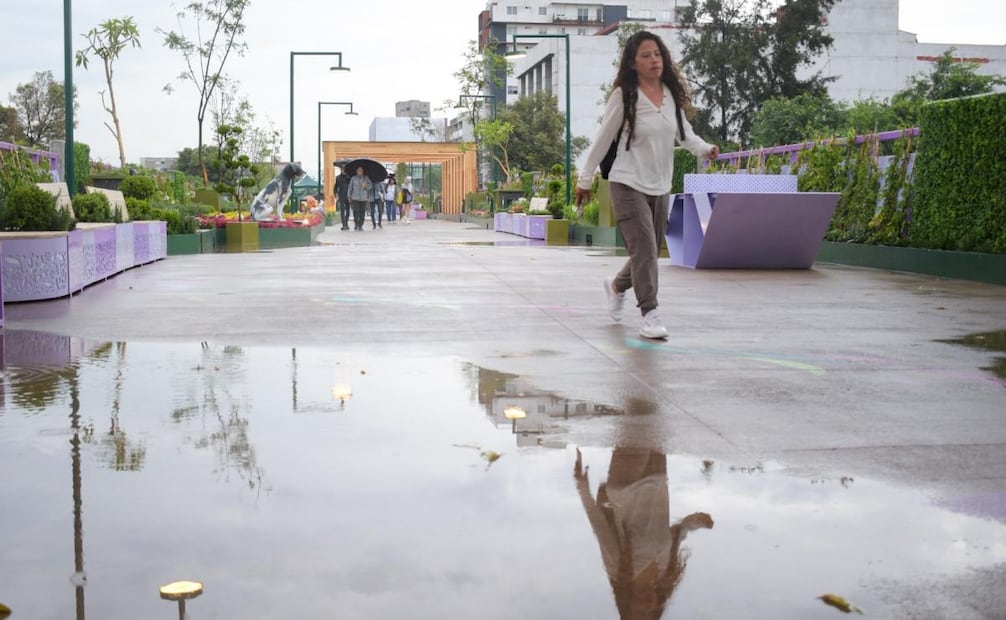 Parque Elevado Tlalpan registra encharcamientos por segundo día; lluvias alcanzan zonas techadas.
Foto: Santiago Cadena / EL UNIVERSAL