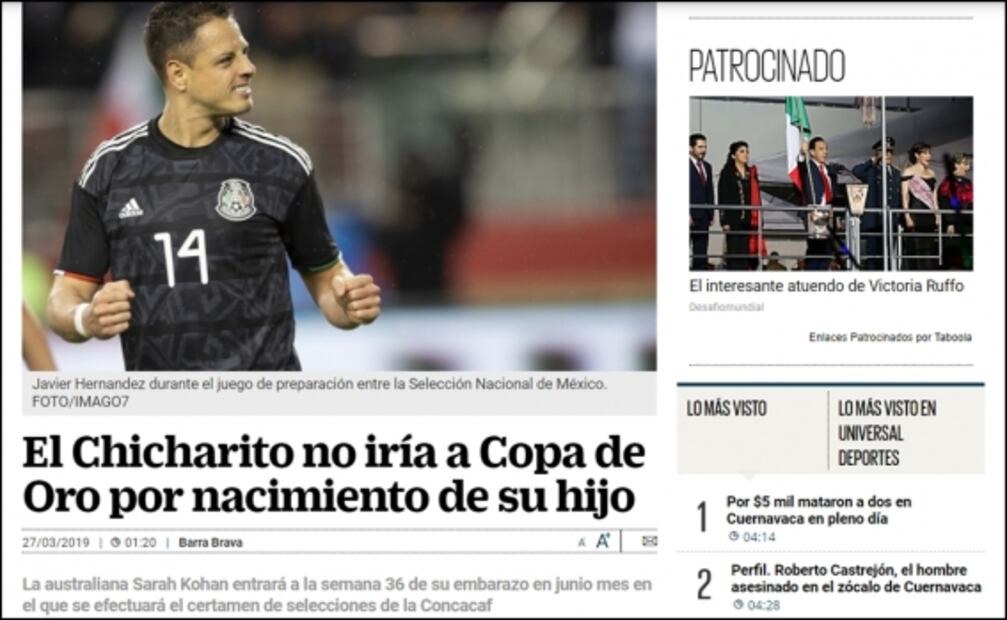 Javier Hernández, la primera baja para la Copa Oro