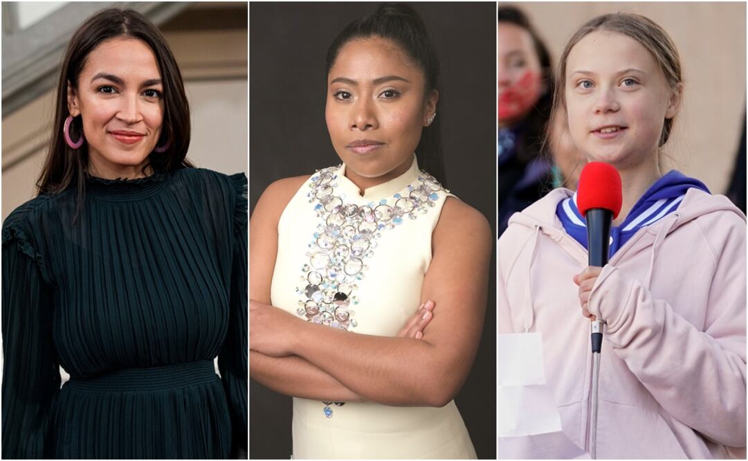 De izquierda a derecha: Alexandria Ocasio-Cortez, Yalitza Aparicio y Greta Thunberg. Fotos: EFE, Reuters y Archivo. EL UNIVERSAL