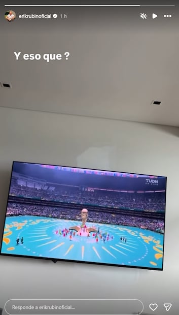 Erik Rubín vio la inauguración de la Copa Mundial 2026 desde casa.
Foto: Instagram, vía @erikrubinoficial