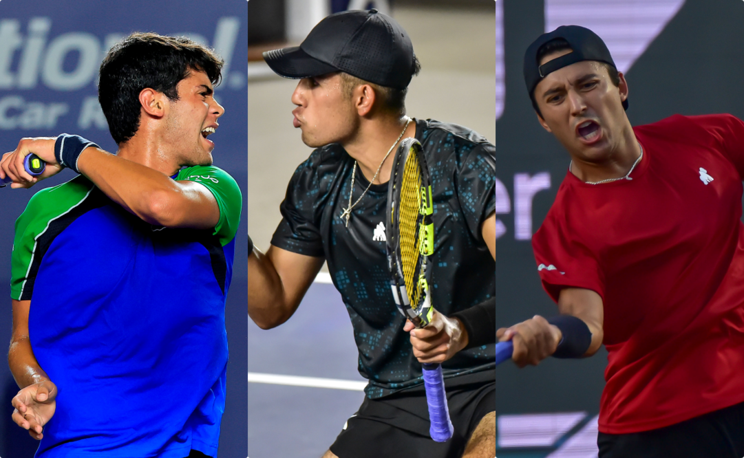 Rodrigo Pacheco, Luis Carlos Álvarez y Alan Magadan en la primera ronda del Abierto de Los Cabos - Fotos: Mifel Tennis Open by Telcel Oppo