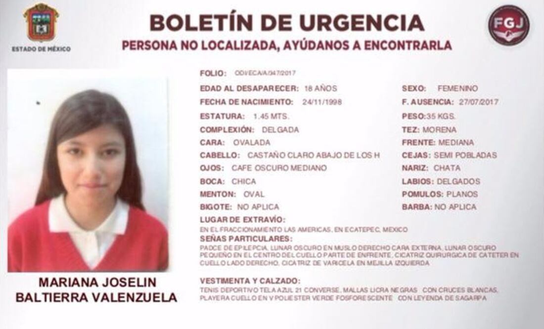 Piden ayuda para encontrar a joven desaparecida en Ecatepec