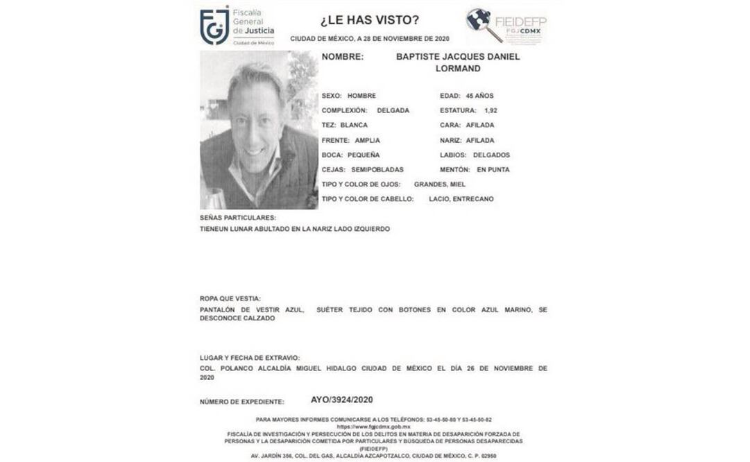 Baptiste Jacques fue reportado como desaparecido el jueves. Foto: ESPECIAL