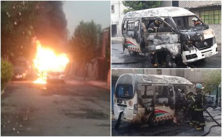 Sujetos incendian combi y se llevan al conductor en Ecatepec