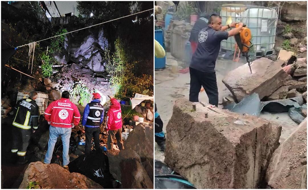 Desplome de rocas de 3 a 5 toneladas en Tenayuca. Foto: Especial