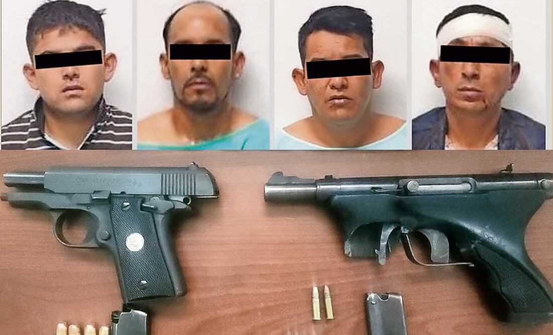 Presuntos extorsionadores ligados al CJ N G fueron detenidos por policías estatales en un operativo llevado a cabo en Ciudad Satélite. Fotos: Especial