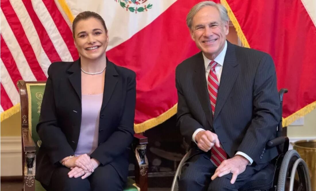 La gobernadora de Chihuahua, María Eugenia Campos, con su homólogo de Texas, Greg Abbott. Foto: Especial