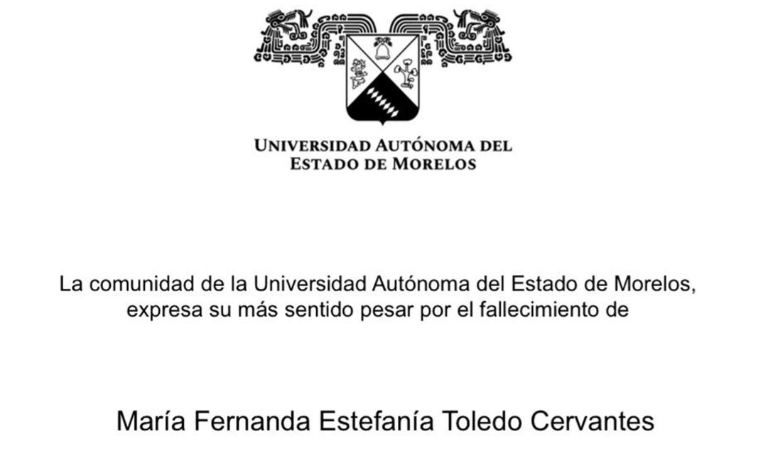 En un comunicado firmado por el rector de la UAEM, Gustavo Urquiza Beltrán expresó a nombre de la comunidad universitaria, su protesta por el crimen. Foto: Tomada de Facebook 