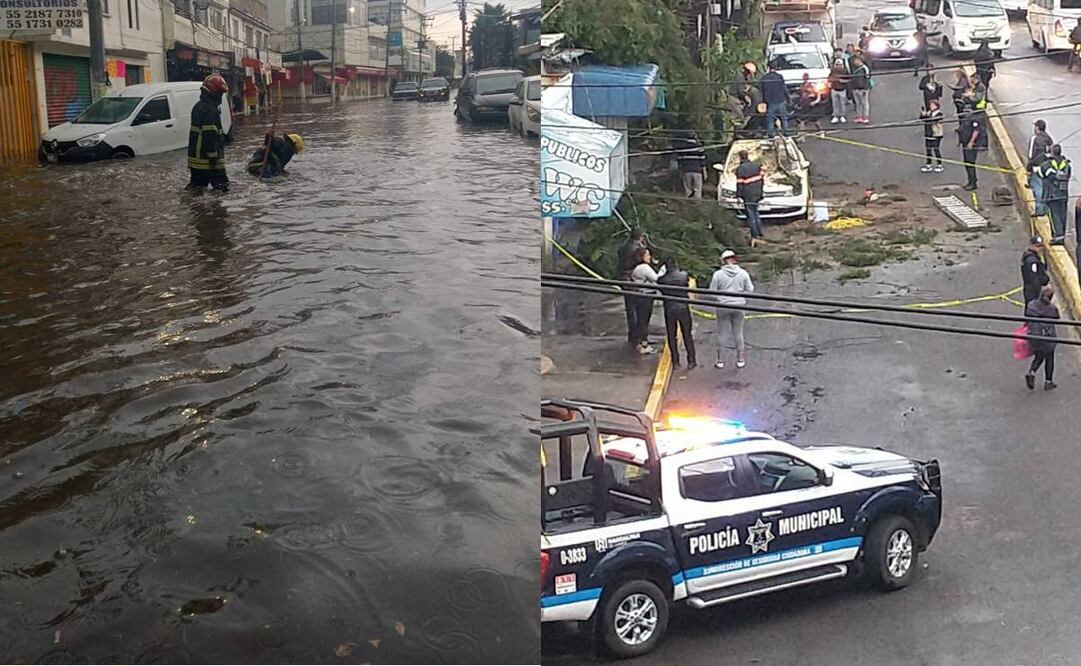 Autoridades de Protección Civil y bomberos trabajan en destapar coladeras y drenajes de las zonas afectadas por la tormenta. Fotos: Especiales