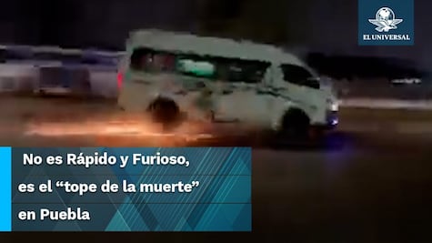 ¡Otra de poblanos! Por tope gigante sin señalización automovilistas salen volando 	