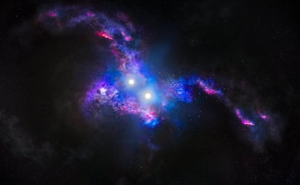 Hubble descubre cuásares dobles en unas galaxias fusionadas