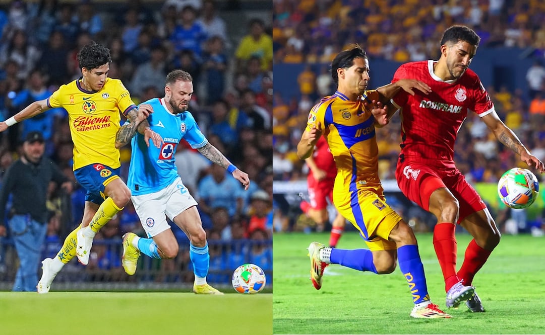 América, Cruz Azul, Tigres y Toluca durante las semifinales de ida del Clausura 2025 - Fotos: Imago7