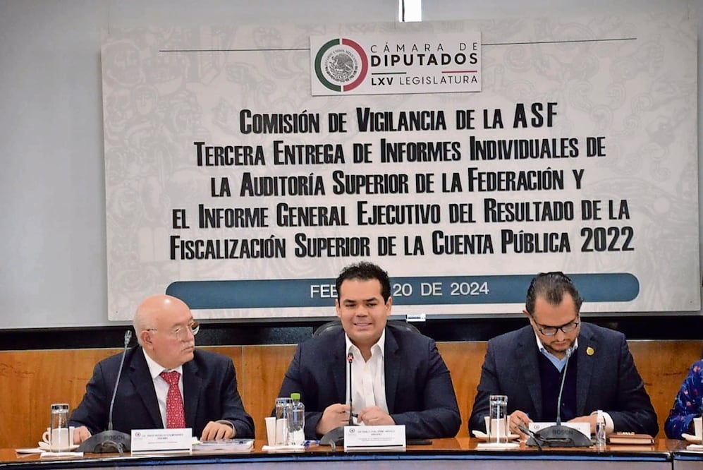 La tercera entrega de la fiscalización de la Cuenta Pública 2022 estuvo encabezada por el titular de la ASF, David Colmenares, ty se realizó en la Cámara de Diputados, en presencia de los integrantes de la Comisión de Vigilancia. Foto: Especial