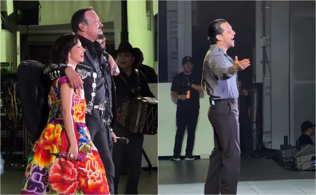 Ángela y Pepe Aguilar, junto a Christian Nodal en el concierto sinfónico que ofrecieron anoche, sábado 16 de agosto.
Fotos: Instagram, vía @angela_aguilar_