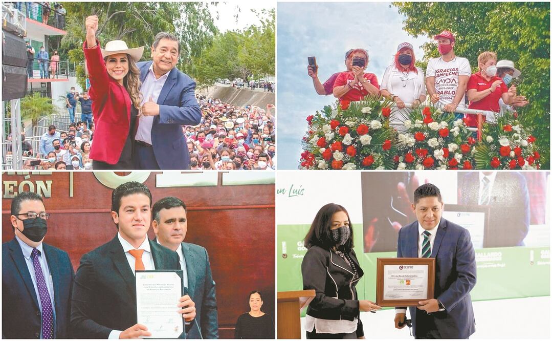 En Guerrero, Evelyn Salgado, La virtual gobernadora de Campeche, Layda Sansores; Samuel García, en Nuevo León y José Ricardo Gallardo Cardona en San Luis Potosí. Fotos: Especiales, EMILIO VÁSQUEZ y YAMÍN RODRÍGUEZ
