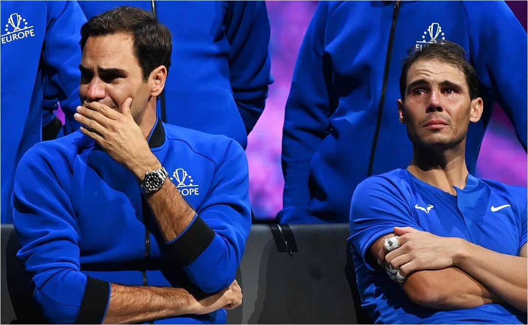 Roger y Rafa, conmovidos en el adiós de Federer. FOTO: EFE