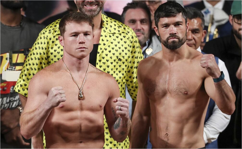 El "Canelo" Álvarez y John Ryder previo a la pelea. Foto: AP