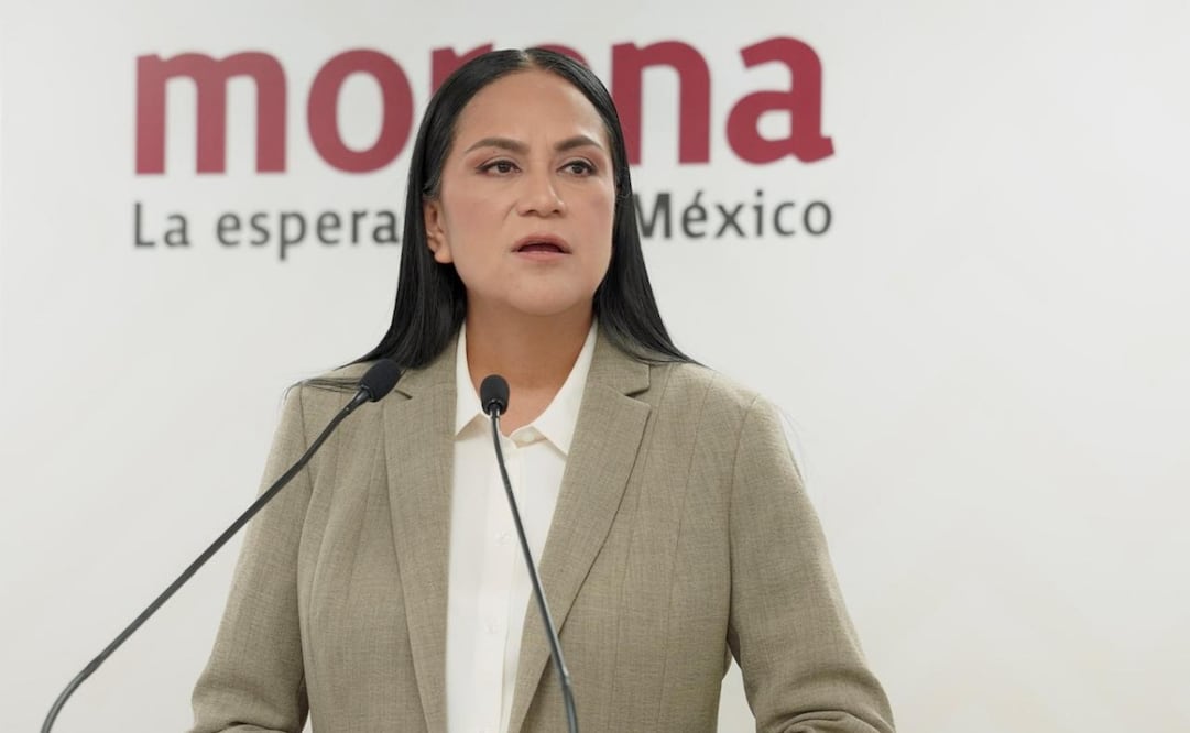 La dirigente nacional de Morena, Ariadna Montiel, en conferencia de prensa el 26 de mayo de 2026. Foto: Especial