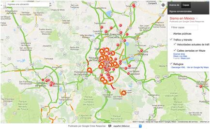 Google Activa Mapa de Crisis por sismo en México